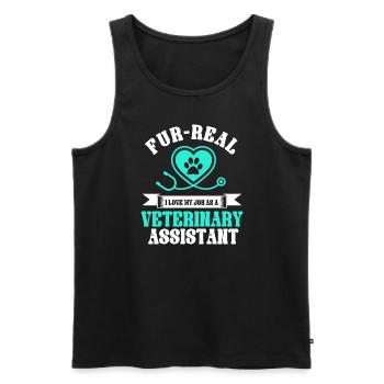 Veterinarian assistant saying - Men's Premium Organic Tank Top - black - Front - AI Model Male 178 light (178cm)