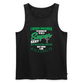 Funny quote from a naturopathic doctor - Men's Premium Organic Tank Top - black - Front - AI Model Male 178 light (178cm)