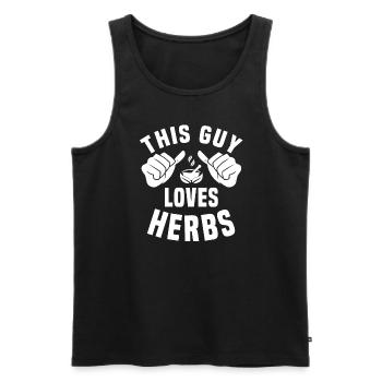 Ce gars aime les herbes - Débardeur bio Premium Homme - noir - Devant - Michal (187cm)