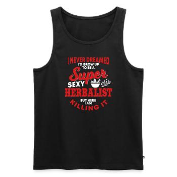 Funny herbal healer t-shirt for pharmacists - Men's Premium Organic Tank Top - black - Front - AI Model Male 178 light (178cm)