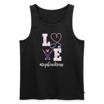 Outfit for registered nurse - Men's Premium Organic Tank Top - black - Front - AI Model Male 178 light (178cm)