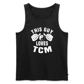 This guy loves tcm - Men's Premium Organic Tank Top - black - Front - AI Model Male 178 light (178cm)