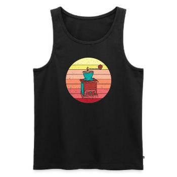 Retro Manual Coffee Grinder Design - Men's Premium Organic Tank Top - black - Front - AI Model Male 178 light (178cm)