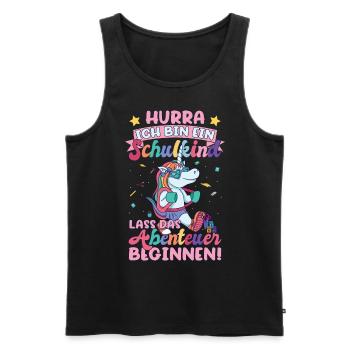 Ich bin ein Schulkind Einhorn - Männer Premium Bio Tank Top - Schwarz - Vorne - Michal (187cm)