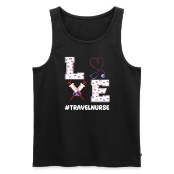 Tenue de soins de travail temporaire Saint-Valentin - Débardeur bio Premium Homme - noir - Devant - AI Model Male 178 light (178cm)
