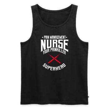 Infirmière en thérapie de la douleur Super-héroïne - Débardeur bio Premium Homme - noir - Devant - Michal (187cm)