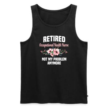 Retired occupational health nurse - Men's Premium Organic Tank Top - black - Front - AI Model Male 178 light (178cm)