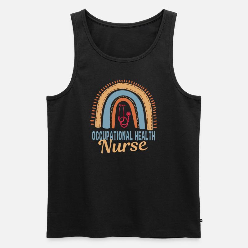 Arbeitsmedizinische Krankenschwester Boho Rainbow - Männer Premium Bio Tank Top - Schwarz