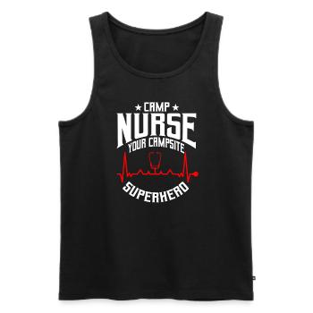Camping Krankenschwester Superheld - Männer Premium Bio Tank Top - Schwarz - Vorne - AI Model Male 178 light (178cm)