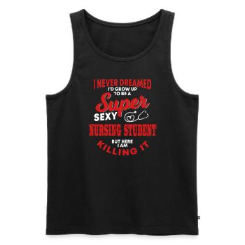 Funny nursing student who - Men's Premium Organic Tank Top - black - Front - AI Model Male 178 light (178cm)