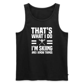 Funny skier saying alpine skiing - Men's Premium Organic Tank Top - black - Front - Michal (187cm)