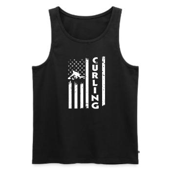 USA Flag Curling Outfit America - Men's Premium Organic Tank Top - black - Front - AI Model Male 178 light (178cm)