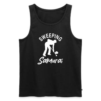 Sweeping Samurai Curling Design - Men's Premium Organic Tank Top - black - Front - AI Model Male 178 light (178cm)