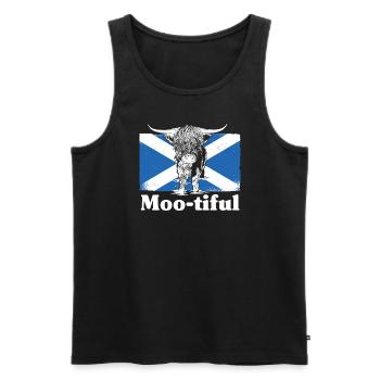 Moo-tiful - Beau jeu de mots en Écosse - Débardeur bio Premium Homme - noir - Devant - AI Model Male 178 light (178cm)