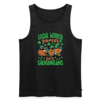 Social Worker Gnomies St. Patrick's Day - Men's Premium Organic Tank Top - black - Front - Michal (187cm)