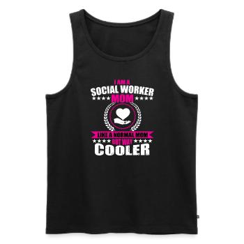 Drôle de maman travailleuse sociale - Débardeur bio Premium Homme - noir - Devant - Michal (187cm)