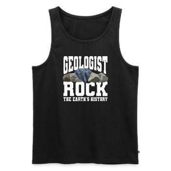 Funny Geologist Clothing Geology - Men's Premium Organic Tank Top - black - Front - AI Model Male 178 light (178cm)