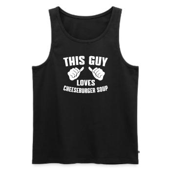 Slow CoThis Guy Loves Cheeseburger Soupe - Débardeur bio Premium Homme - noir - Devant - Michal (187cm)