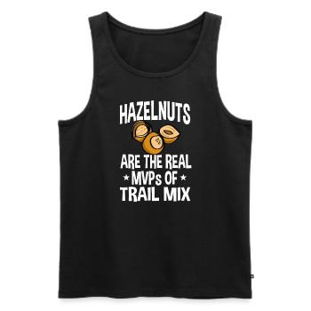Hazelnut Saying - Men's Premium Organic Tank Top - black - Front - AI Model Male 178 light (178cm)