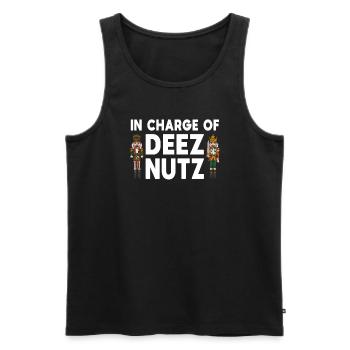 Nussknacker – In Charge Of Deez Nuts - Männer Premium Bio Tank Top - Schwarz - Vorne - AI Model Male 178 light (178cm)