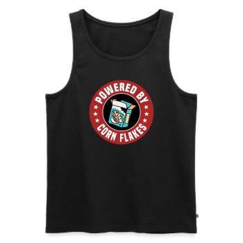 Powered By Corn Flakes - Männer Premium Bio Tank Top - Schwarz - Vorne - AI Model Male 178 light (178cm)