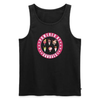 Powered by ice cream sundaes - Men's Premium Organic Tank Top - black - Front - AI Model Male 178 light (178cm)