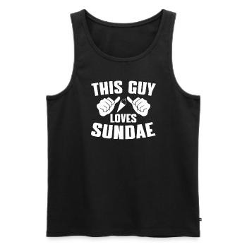 This guy loves ice cream sundaes - Men's Premium Organic Tank Top - black - Front - AI Model Male 178 light (178cm)