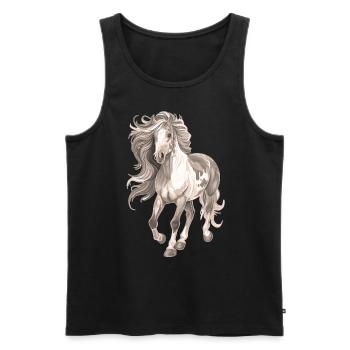 Pferdemotiv lange Mähne - Männer Premium Bio Tank Top - Schwarz - Vorne - Michal (187cm)
