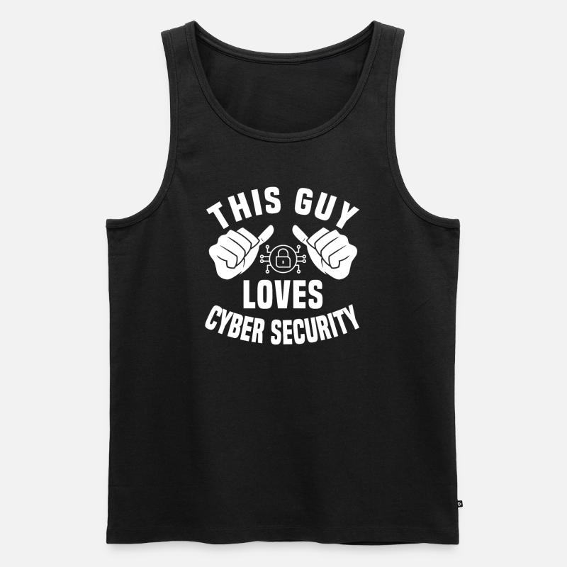 This guy loves cybersecurity - Men's Premium Organic Tank Top - black