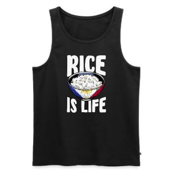 Le riz, c’est la vie – Idée cadeau - Débardeur bio Premium Homme - noir - Devant - Michal (187cm)