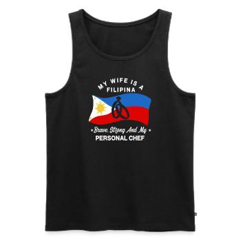 Ma femme est philippine - Débardeur bio Premium Homme - noir - Devant - Michal (187cm)