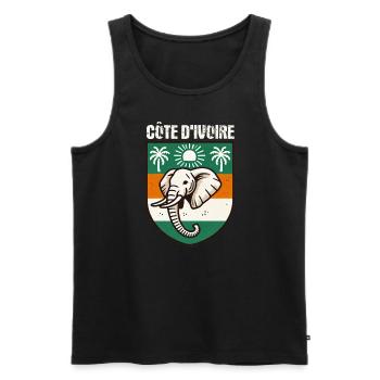 Carte avec le drapeau de la Côte d’Ivoire, - Débardeur bio Premium Homme - noir - Devant - AI Model Male 178 light (178cm)