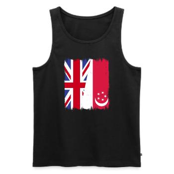 Singapur, Vereinigtes Königreich - Männer Premium Bio Tank Top - Schwarz - Vorne - Michal (187cm)