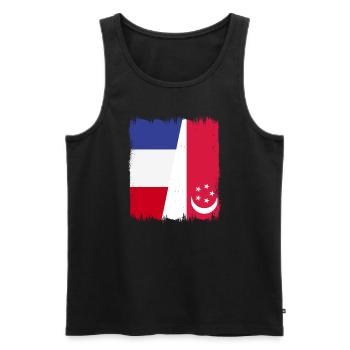 Singapour, France - Débardeur bio Premium Homme - noir - Devant - Michal (187cm)
