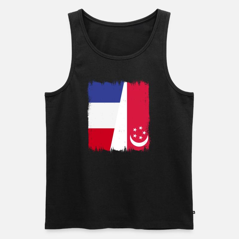 Singapur Frankreich - Männer Premium Bio Tank Top - Schwarz
