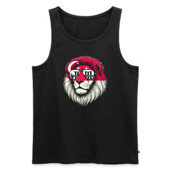 Singapore Löwe - Männer Premium Bio Tank Top - Schwarz - Vorne - Michal (187cm)