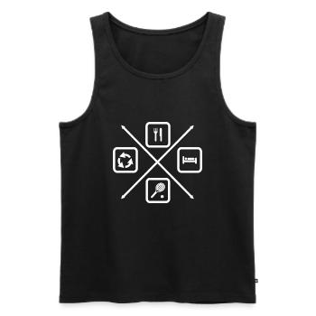 The Life Cycle of a Tennis Player,Tennis - Men's Premium Organic Tank Top - black - Front - AI Model Male 178 light (178cm)
