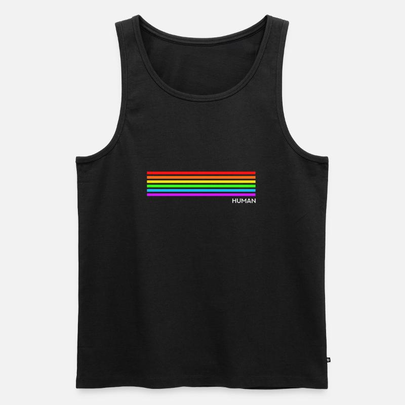 Human - Regenbogen LGBT CSD - Männer Premium Bio Tank Top - Schwarz