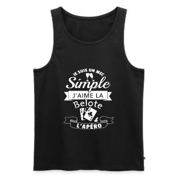 J´aime la belote et l apéro cadeau - Débardeur bio Premium Homme - noir - Devant - AI Model Male 178 light (178cm)