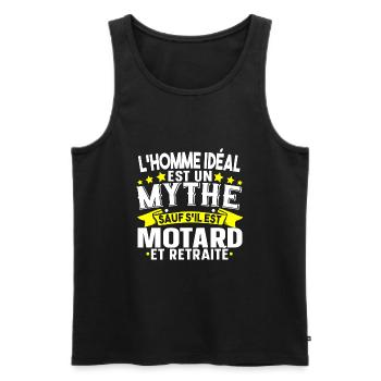 Retraité Motard Moto Papy Retraite Humour Cadeau - Débardeur bio Premium Homme - noir - Devant - Michal (187cm)