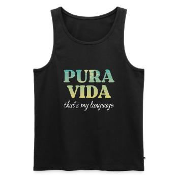 Pura Vida C’est ma langue - Costa Rica Souvenir - Débardeur bio Premium Homme - noir - Devant - Michal (187cm)