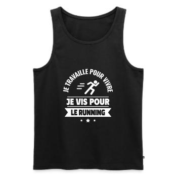 travaille pour vivre, je vis pour courir,running - Débardeur bio Premium Homme - noir - Devant - Michal (187cm)