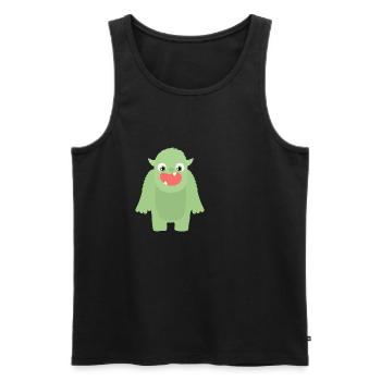 Monstre vert doux joyeux - Débardeur bio Premium Homme - noir - Devant - AI Model Male 178 light (178cm)