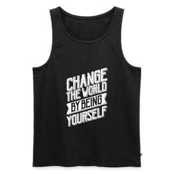 Motivation - Männer Premium Bio Tank Top - Schwarz - Vorne - Michal (187cm)