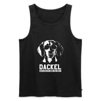 Cool Dackel Hund - Männer Premium Bio Tank Top - Schwarz - Vorne - Michal (187cm)