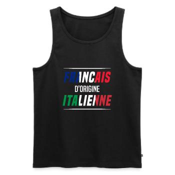 Français d'origine italienne - Débardeur bio Premium Homme - noir - Devant - Michal (187cm)