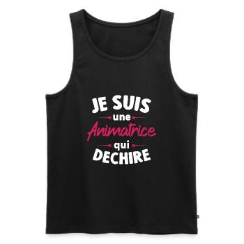 Je suis une Animatrice qui déchire - Débardeur bio Premium Homme - noir - Devant - AI Model Male 178 light (178cm)