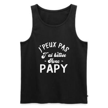 J'peux pas j'ai bêtise avec papy - Débardeur bio Premium Homme - noir - Devant - Michal (187cm)
