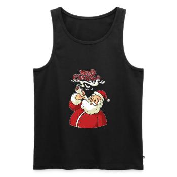 Merry Christmas, Funny Shirt, Smoking Santa, Weed - Men's Premium Organic Tank Top - black - Front - AI Model Male 178 light (178cm)