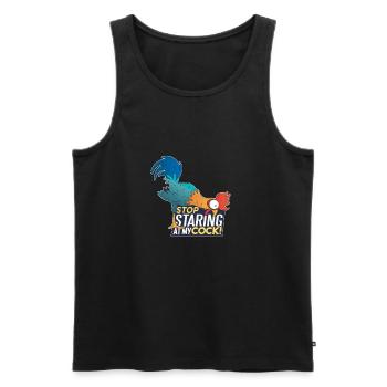 Stop staring at my cock! Funny pun, humor - Men's Premium Organic Tank Top - black - Front - AI Model Male 178 light (178cm)